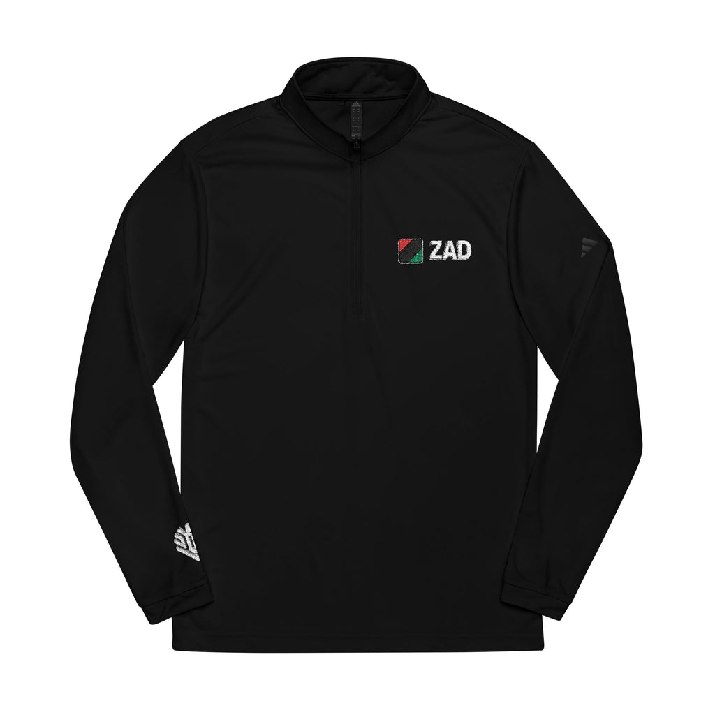 ZAD Embroidered Black Quarter-Zip Pullover — Lightweight adidas® Performance Top