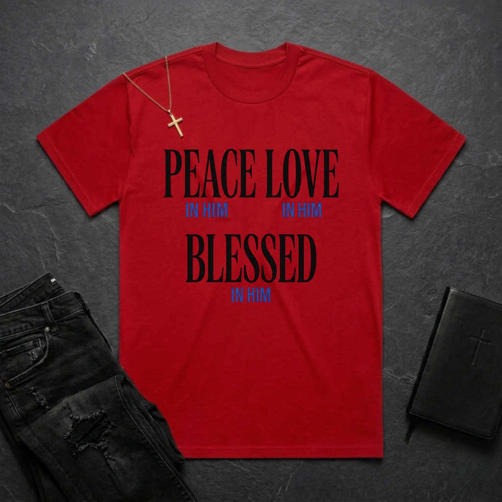 Peace Love Blessed In Him BoxTee