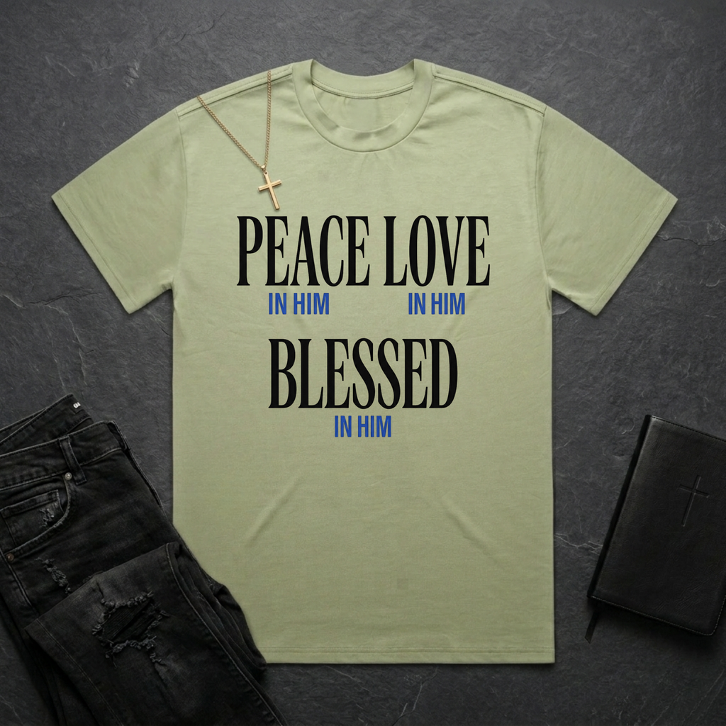 Peace Love Blessed In Him BoxTee