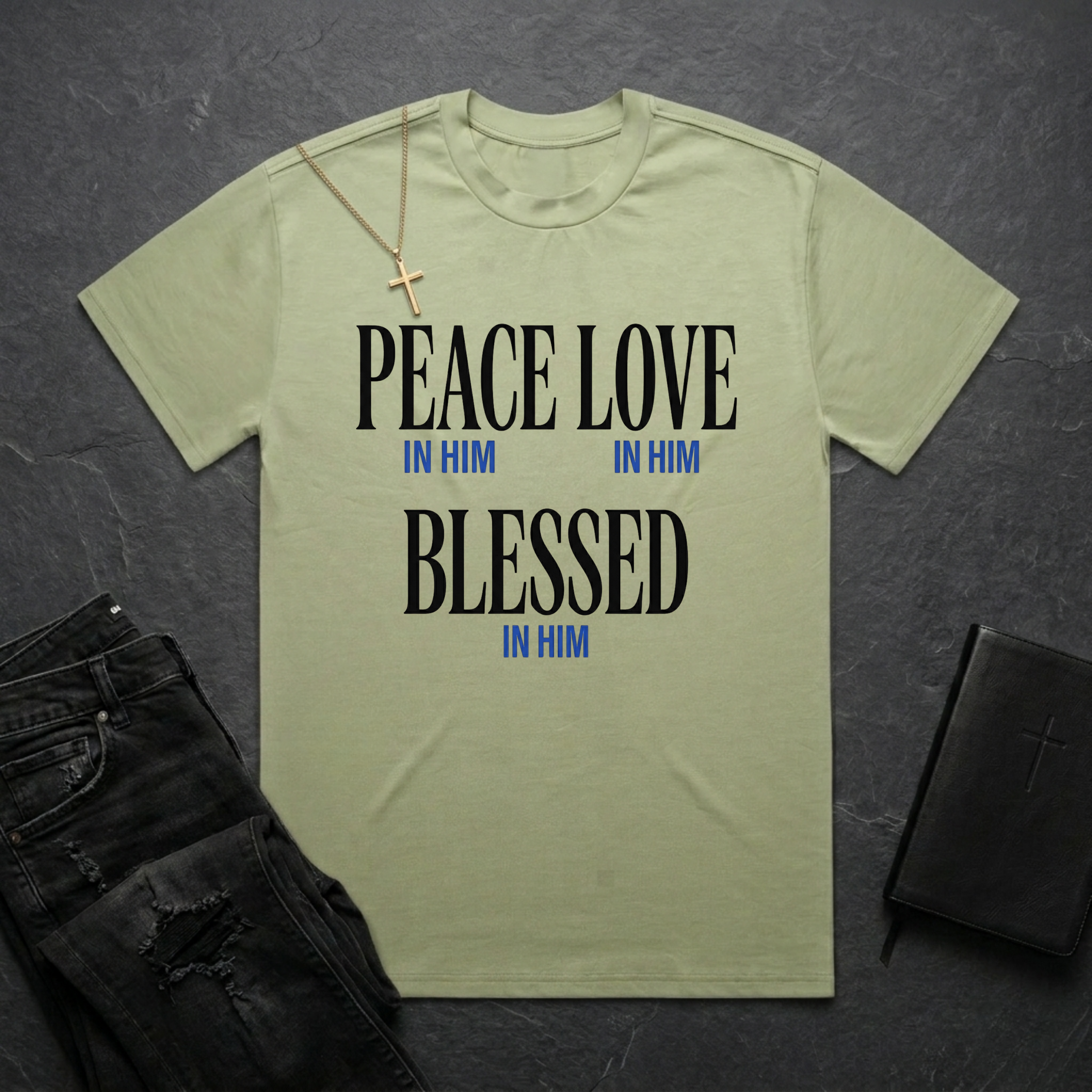Peace Love Blessed In Him BoxTee
