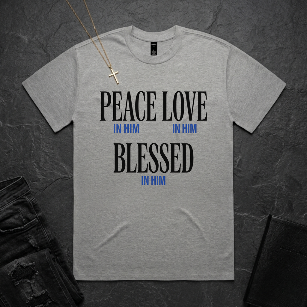 Peace Love Blessed In Him BoxTee