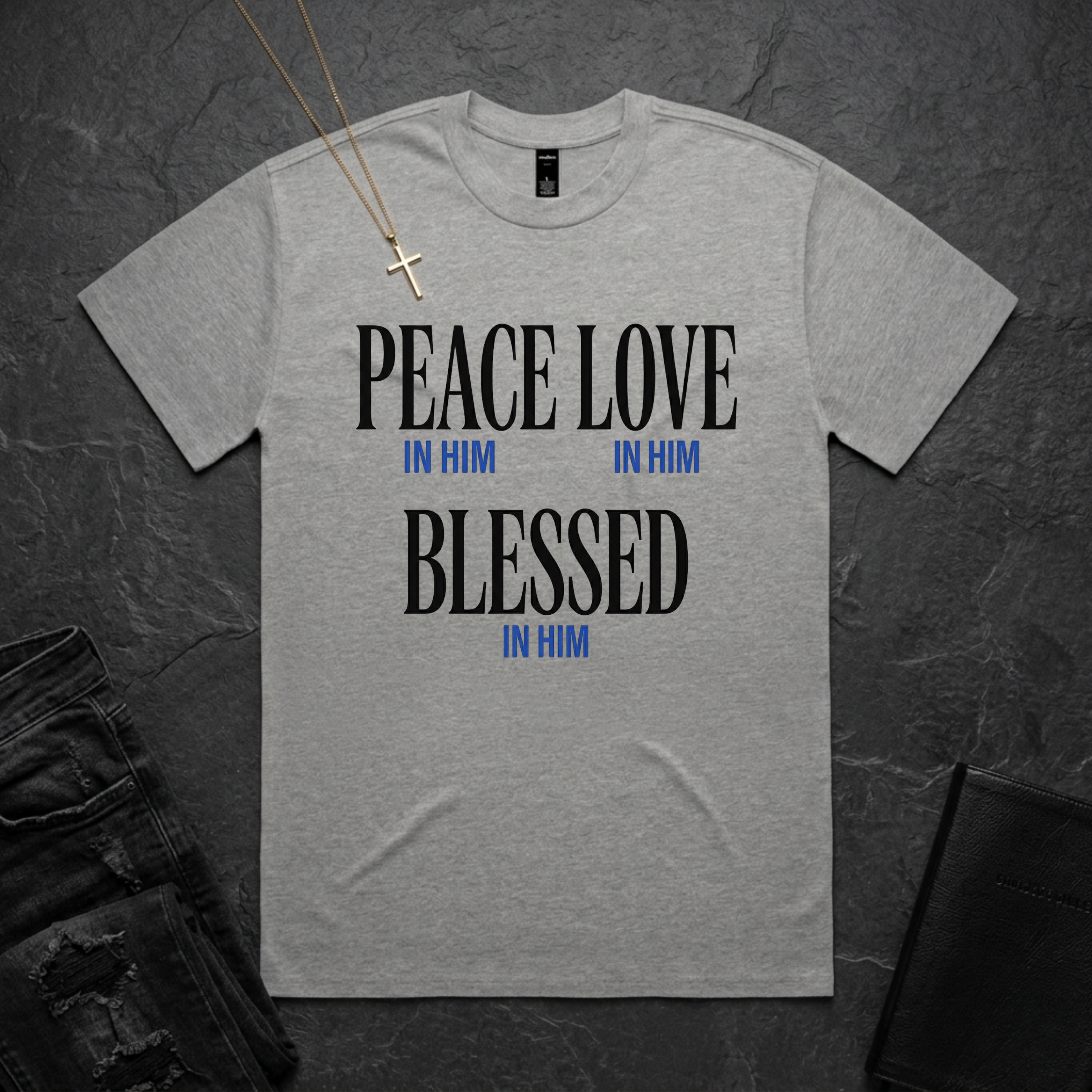 Peace Love Blessed In Him BoxTee