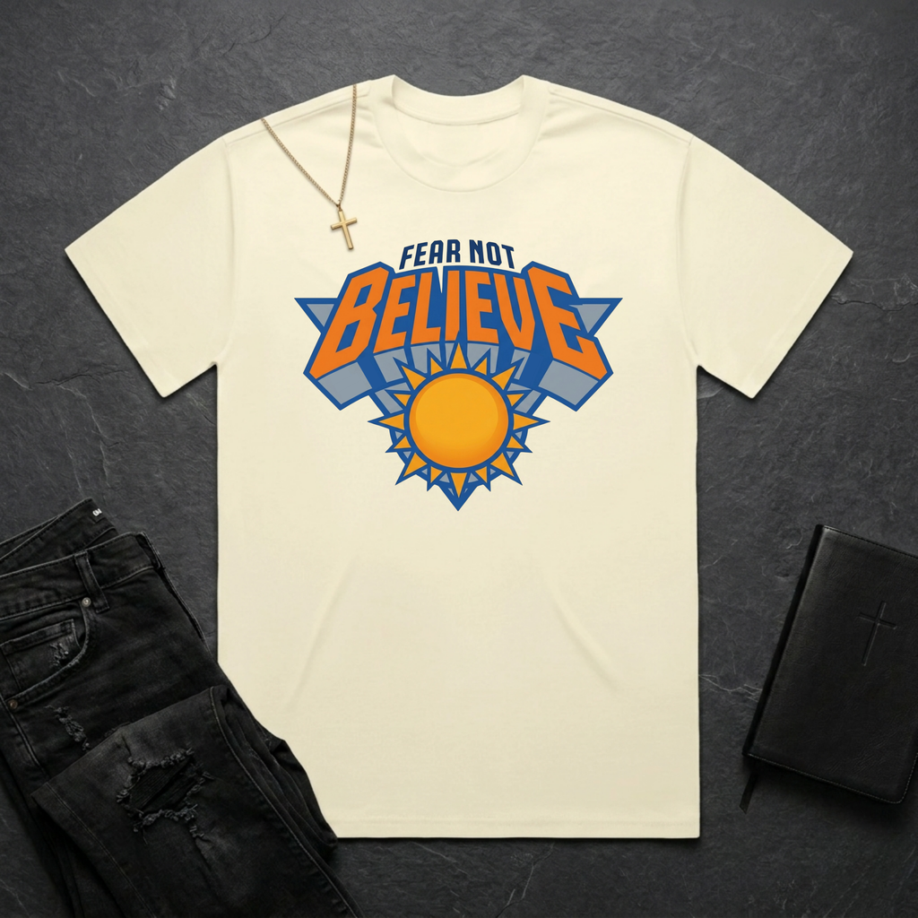 Fear Not, Believe O&B Skies BoxTee