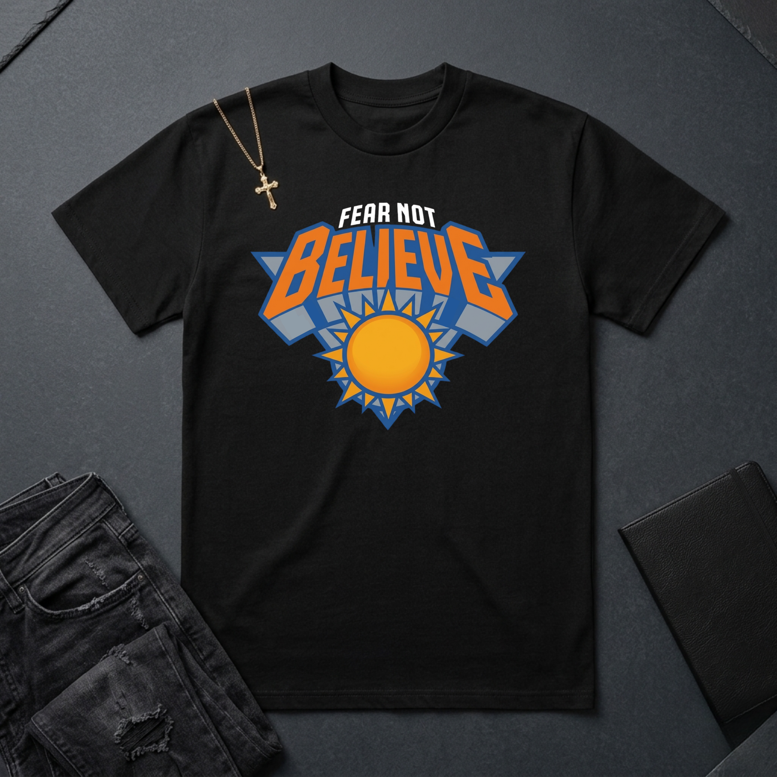 Fear Not, Believe O&B Skies BoxTee