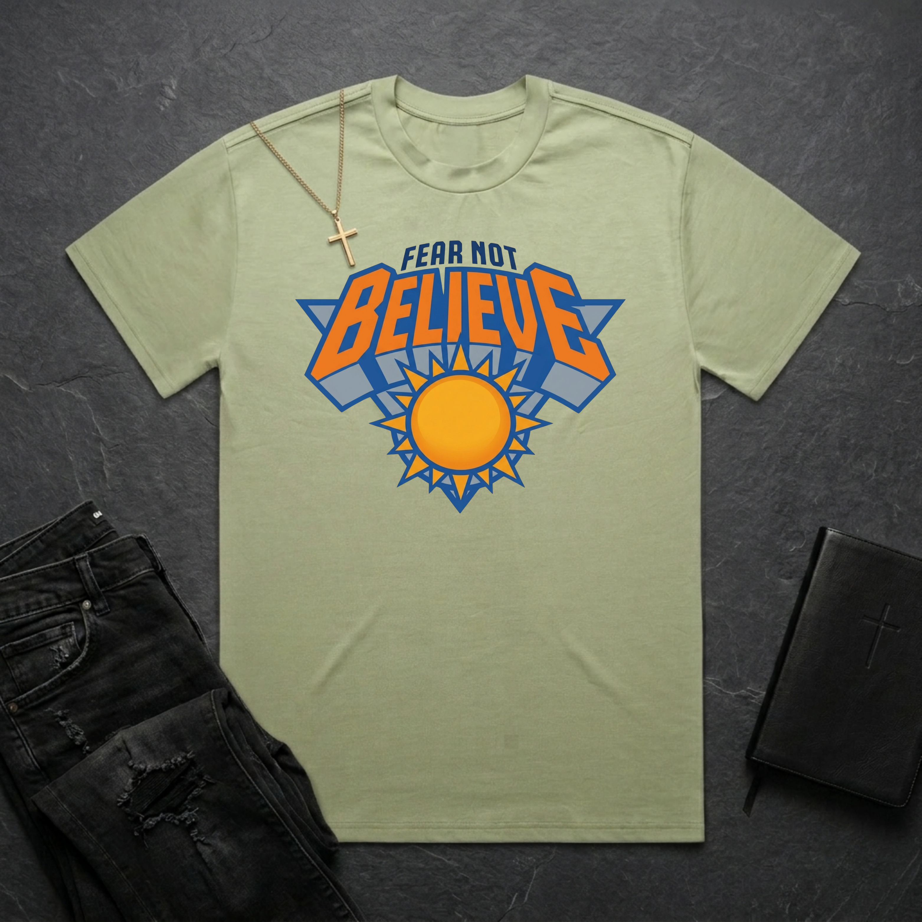 Fear Not, Believe O&B Skies BoxTee