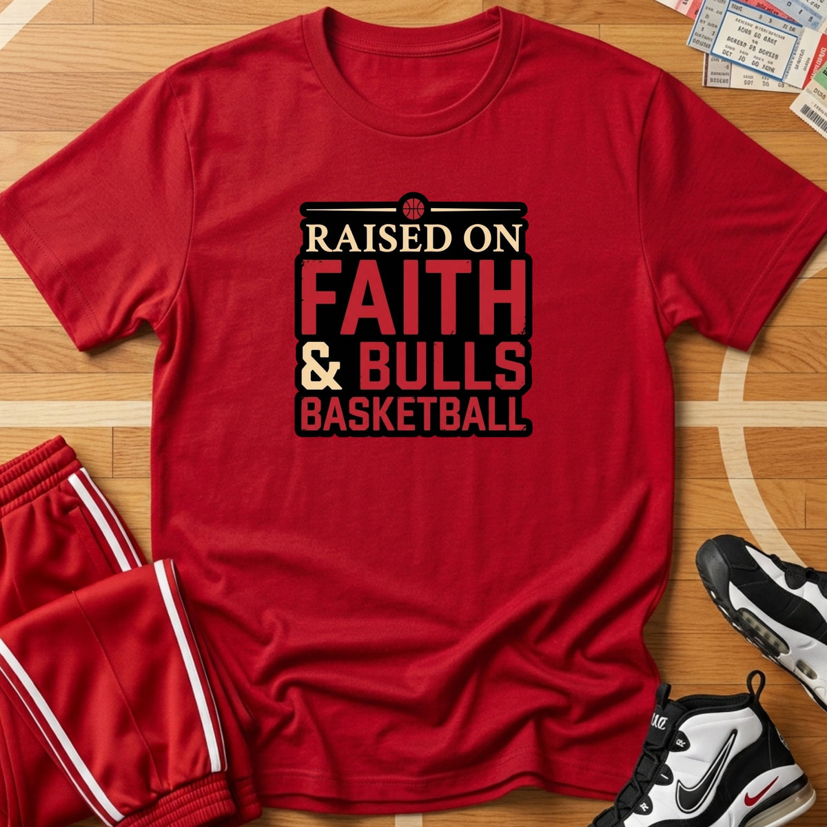 Raised On Faith & Bulls Basketball Tee