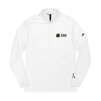 ZAD Embroidered White Quarter-Zip Pullover — Lightweight adidas® Performance Top