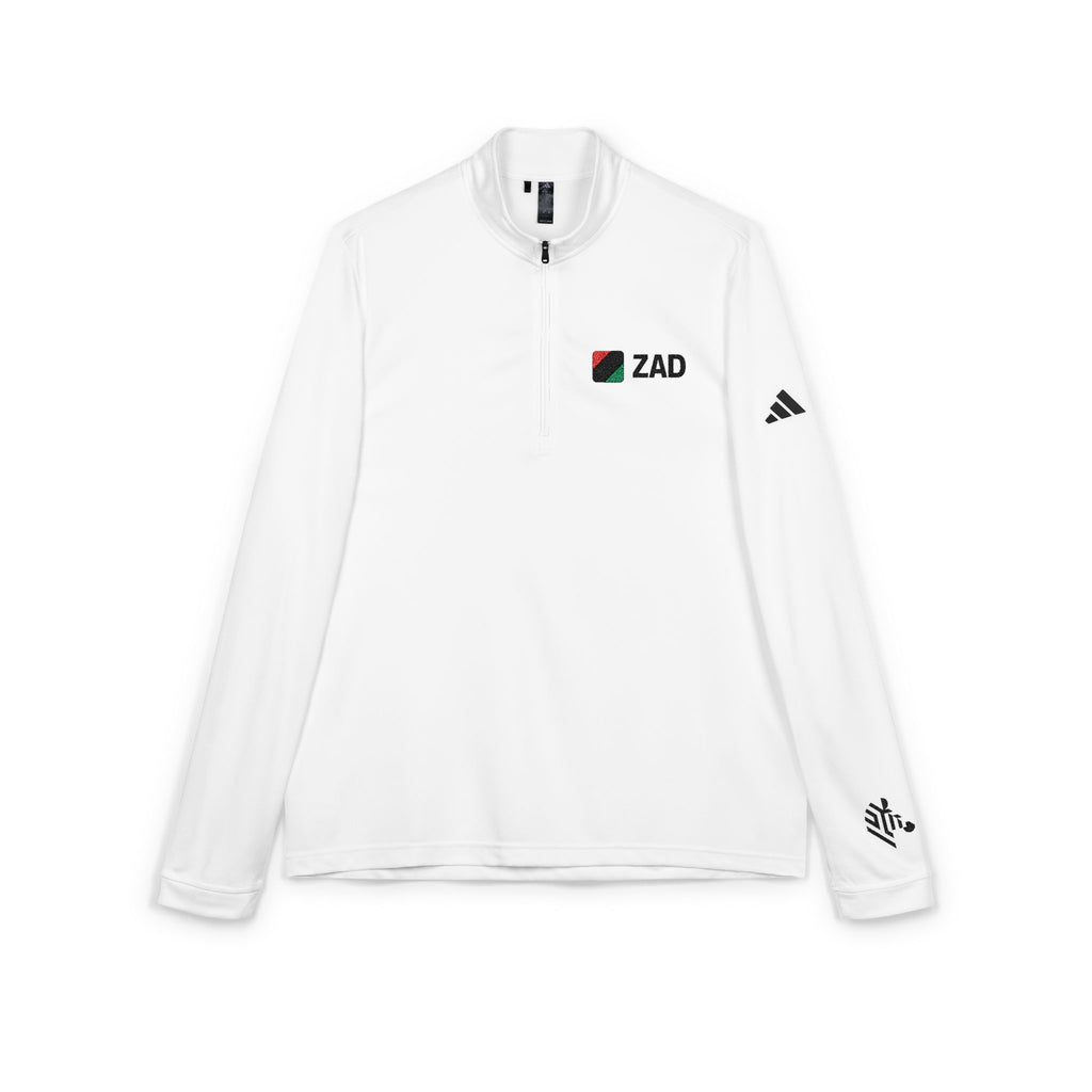 ZAD Embroidered White Quarter-Zip Pullover — Lightweight adidas® Performance Top