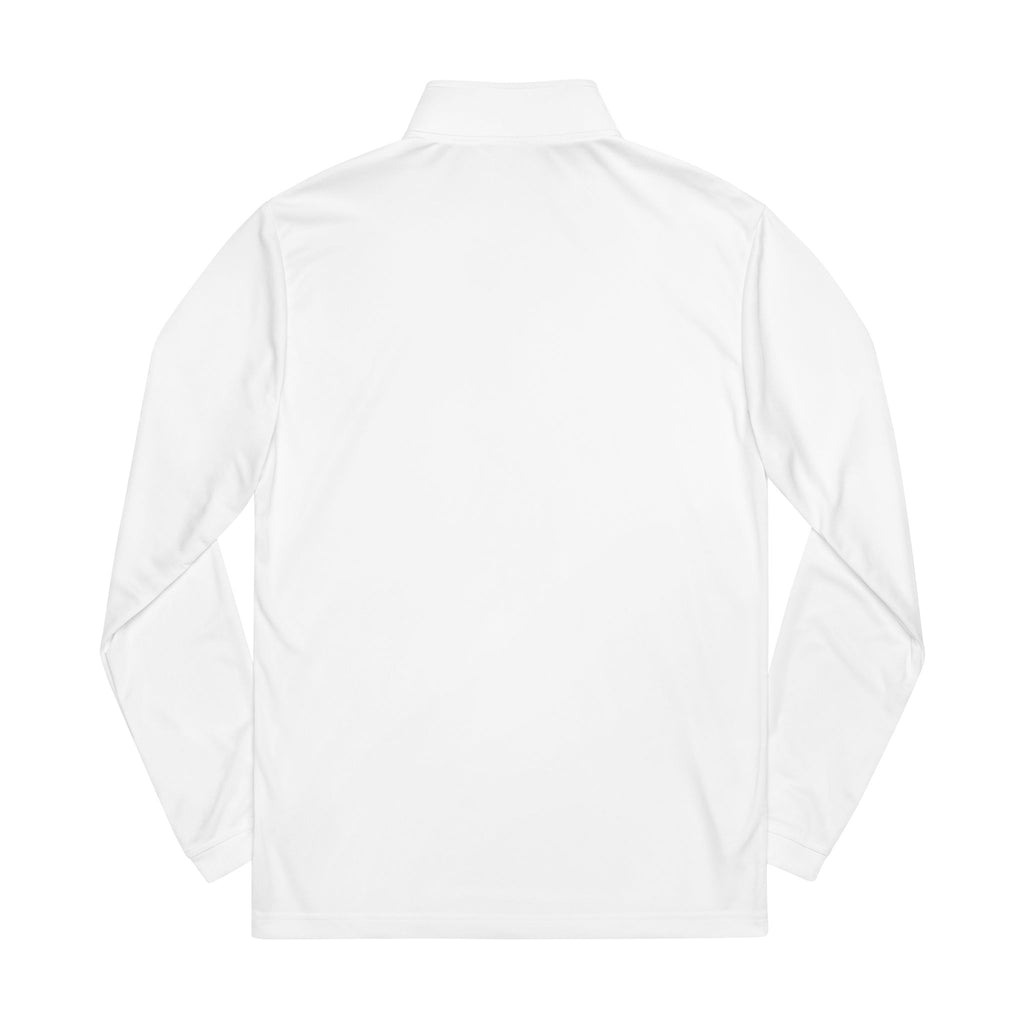ZAD Embroidered White Quarter-Zip Pullover — Lightweight adidas® Performance Top