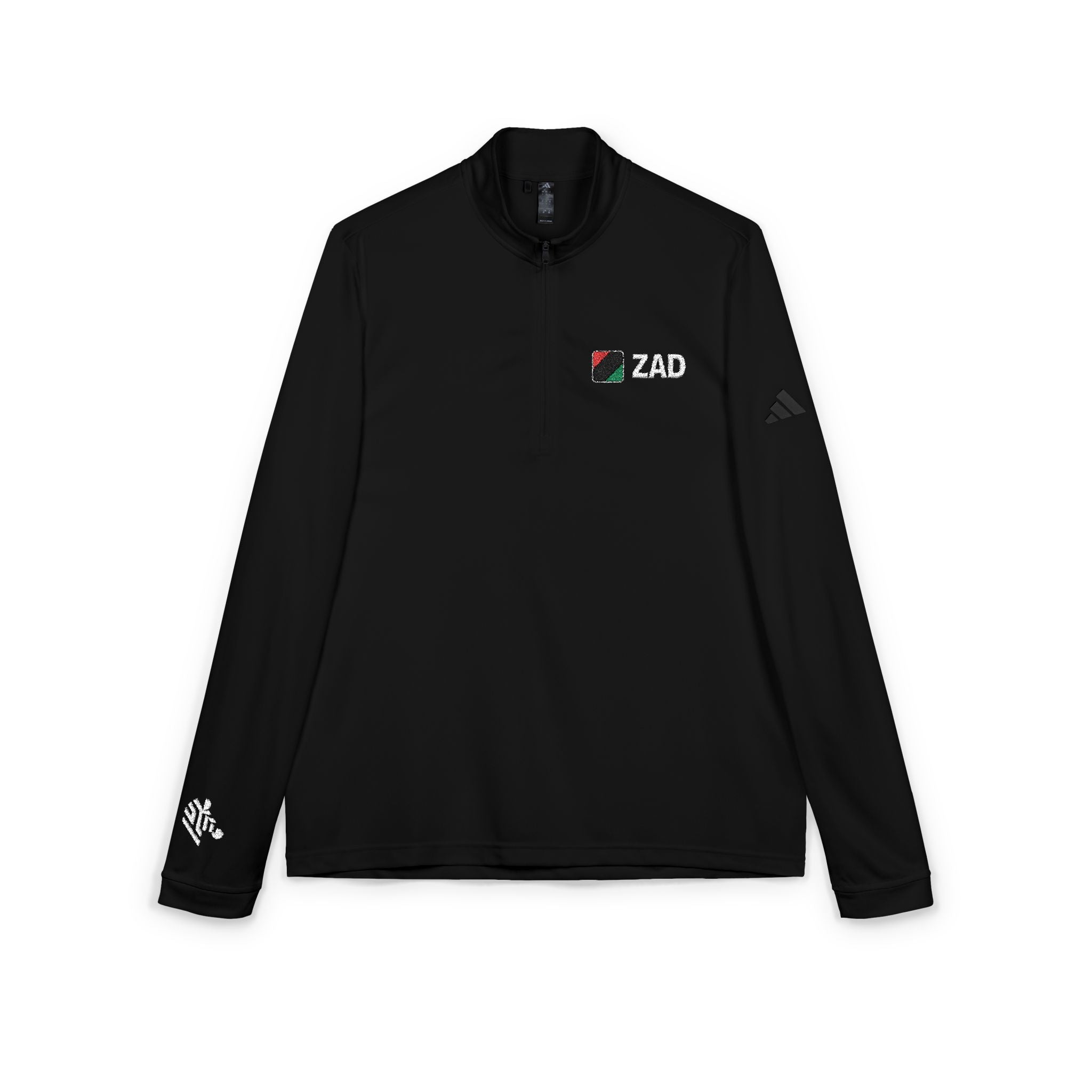 ZAD Embroidered Black Quarter-Zip Pullover — Lightweight adidas® Performance Top